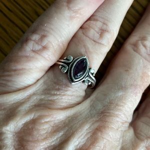 Natural amethyst in 925 silver ring